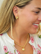 Load image into Gallery viewer, White CZ Brushed Finish Floral Stud Earrings (15MM) 